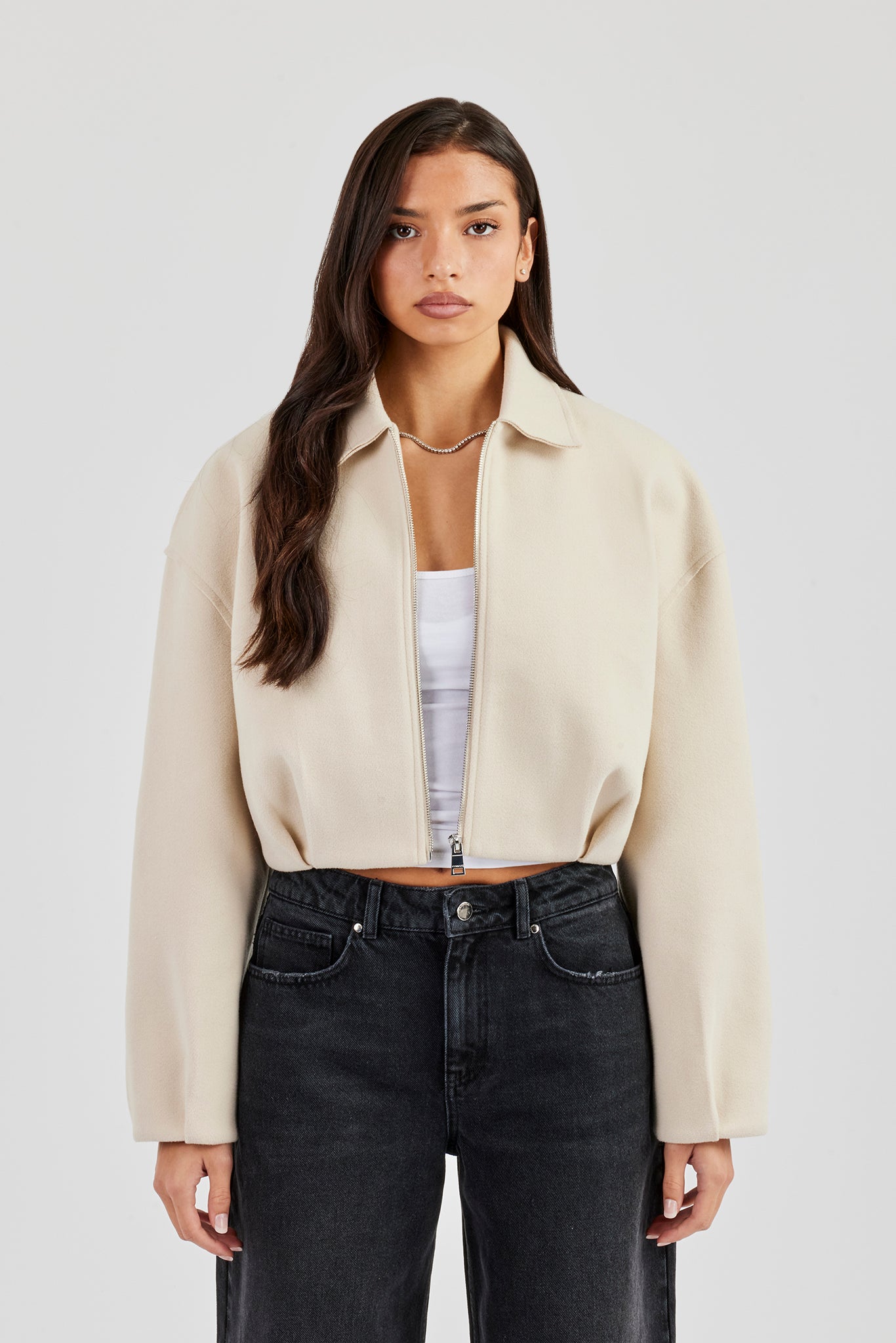 Wool Harrington Jacket - Off White